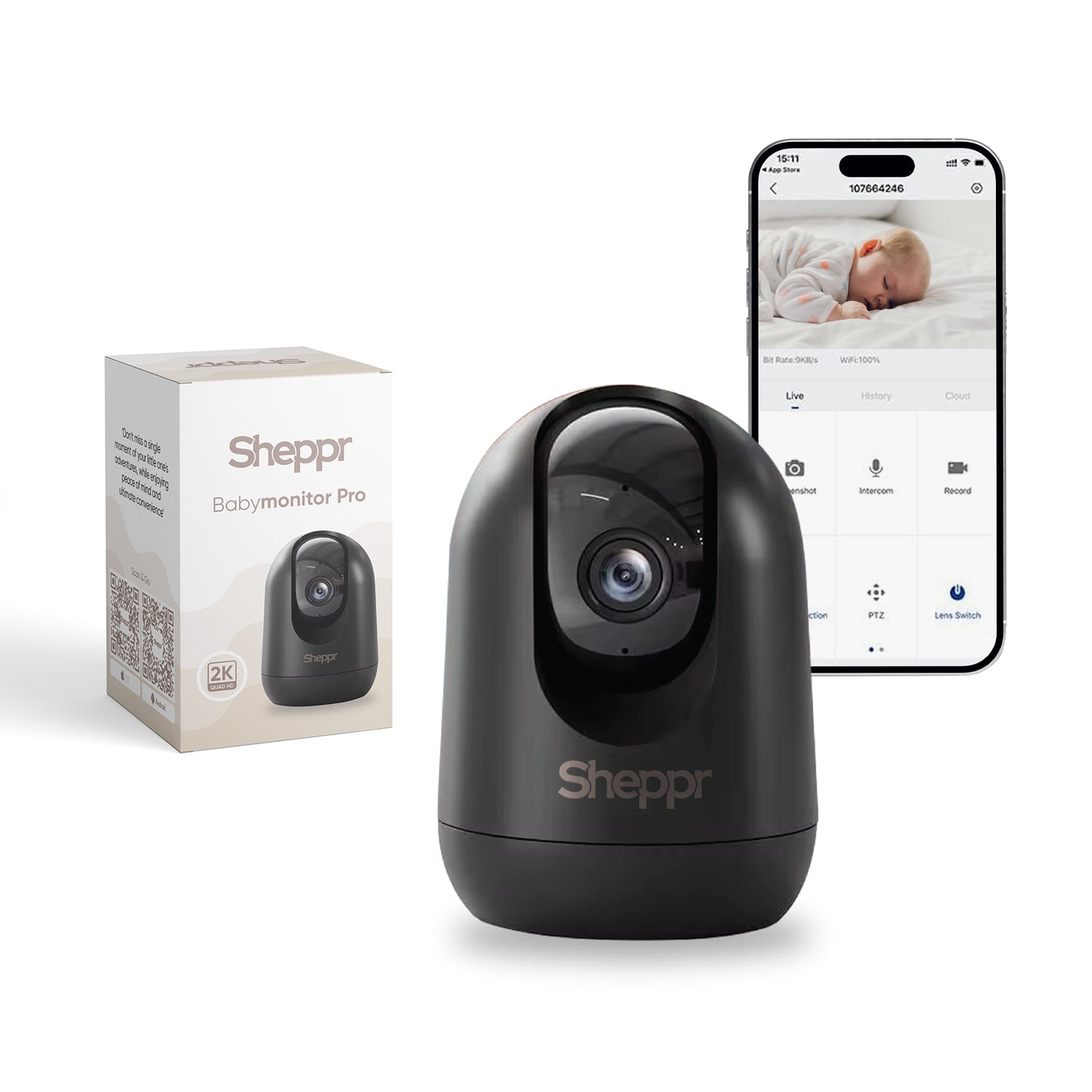 Sheppr® 2K Baby Monitor - Black