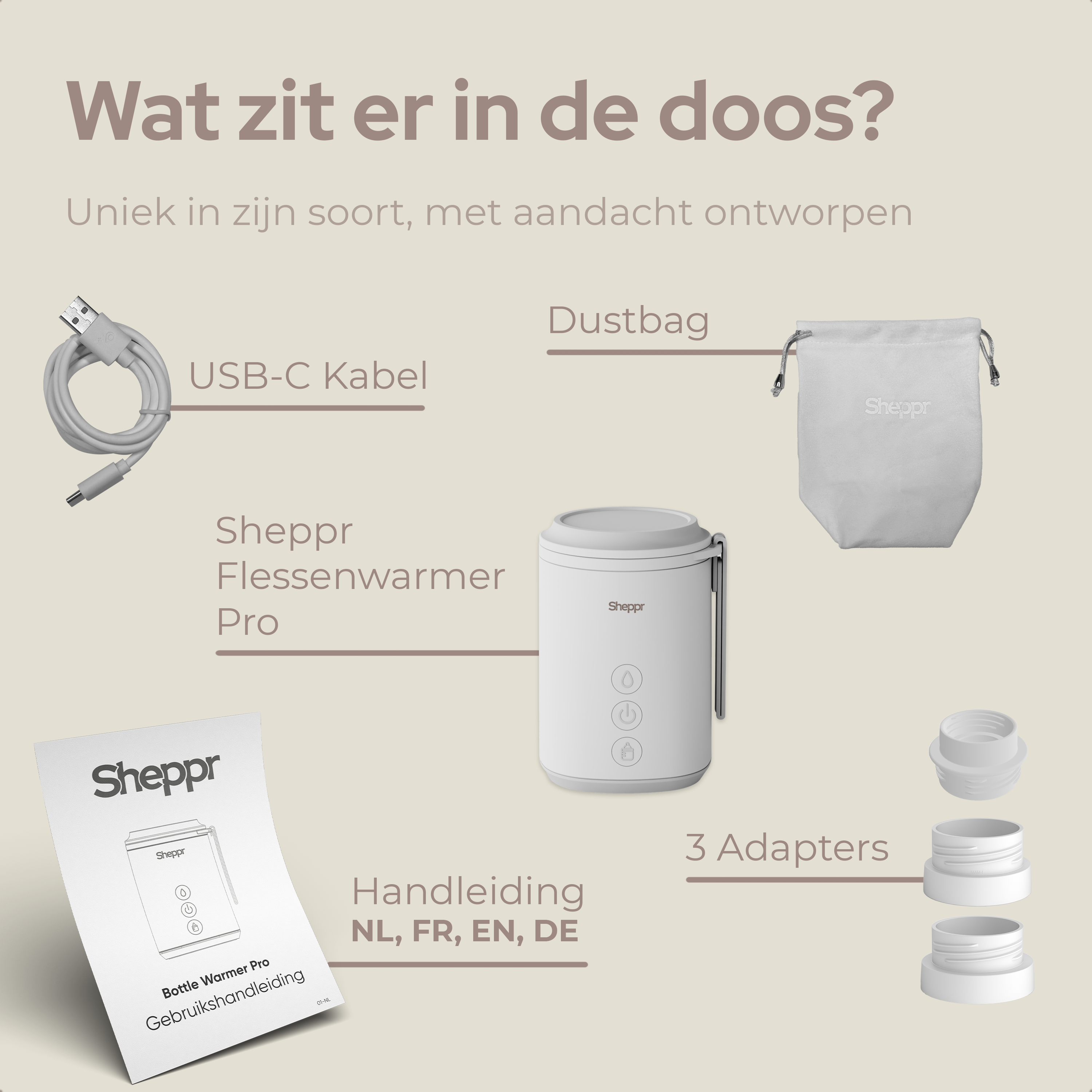 Flessenwarmer Pro | Sterk, Snel, Draagbaar & Oplaadbaar incl. 3 adapters